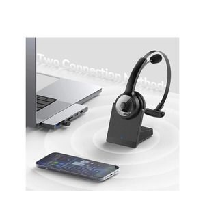 BRAMMAR Wireless Headset, Bluetooth Headset with Noise Cancelling Microphone